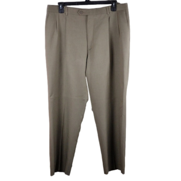Angelo Rossi Other - Angelo Rossi Olive Green High Rise Pleated Front Straight Leg Dress Trouser Pant